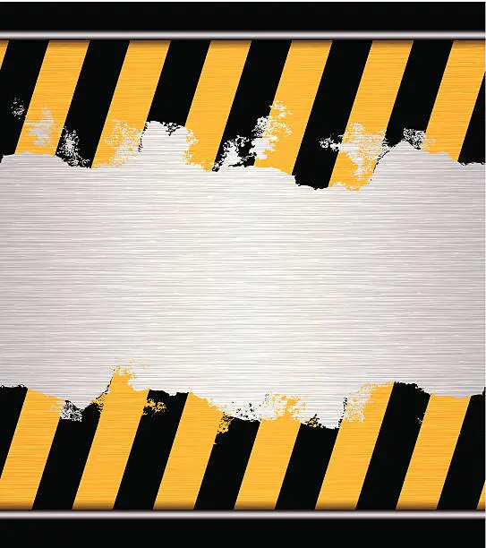 Vector illustration of seamless hazard warning adhesive tape on metallic plate