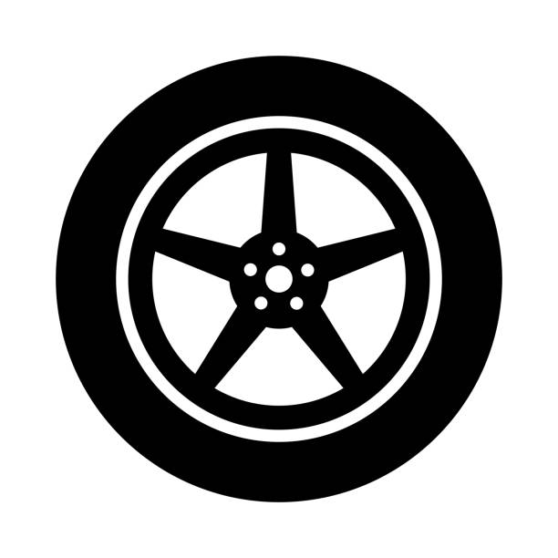 автомобильная шина или автомобильная шина - диск колеса stock illustrations