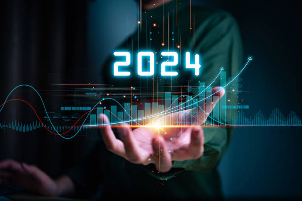 istock Businessman forecste analyze graph corporate future growth year 2024. New Goals with Plans and Visions for Next Year 2024, Opportunity, challenge and business strategy. 1794113761