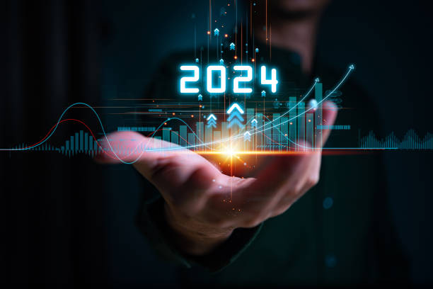 istock Businessman forecste analyze graph corporate future growth year 2024. New Goals with Plans and Visions for Next Year 2024, Opportunity, challenge and business strategy. 1794113763