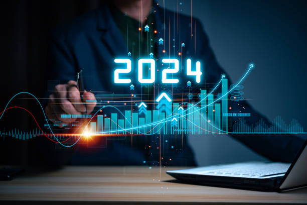 istock Businessman forecste analyze graph corporate future growth year 2024. New Goals with Plans and Visions for Next Year 2024, Opportunity, challenge and business strategy. 1794114270