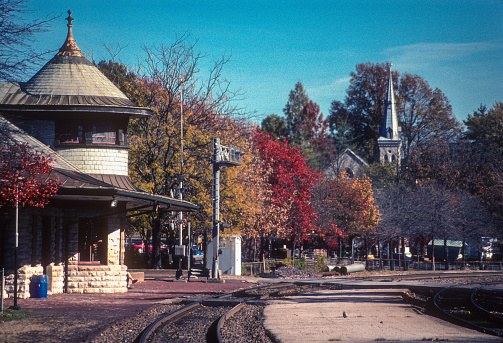 Trains - Kirkwood Station Late Autumn - 2005. Scanned from Kodachrome 64 slide.