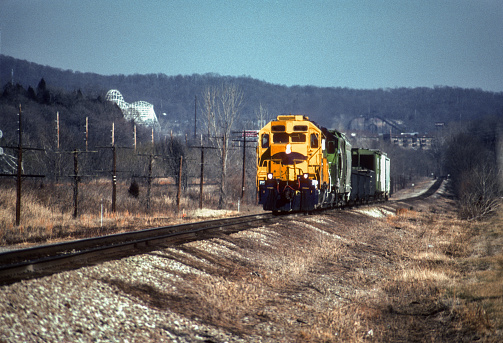 Trains - Local Freight at Dozier - 2000. Scanned from Kodachrome 64 slide.
