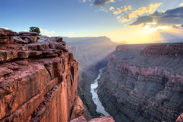 grand canyon toroweap punto sunrise - parque nacional del gran cañón fotografías e imágenes de stock
