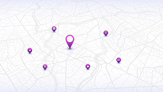 Map Directions Stock Track Navigation Pins On Isometric Street Maps Navigate Mapping ...