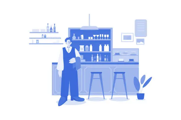 Vector illustration of Wait for the Staff Manager Illustration concept on a white background