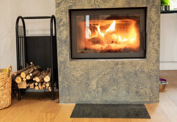 istock Cosy home interior  with fireplace 1794221611