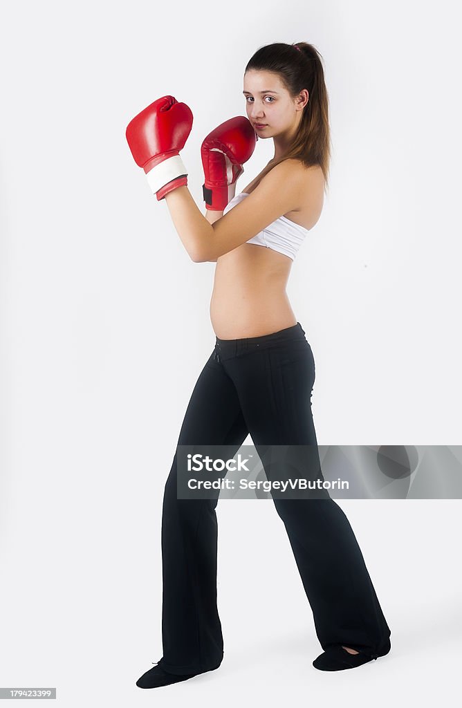 Retrato de mujer boxeador - Foto de stock de Enfado libre de derechos