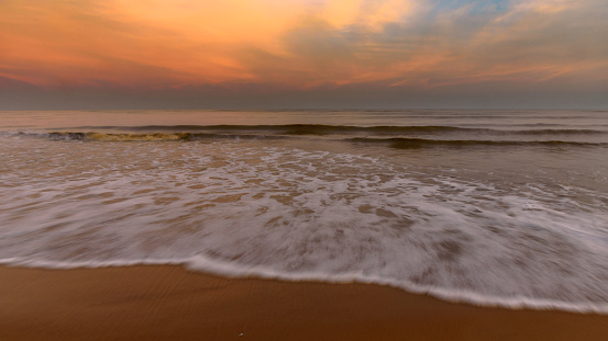 Beautiful Indian sea Beach at the time of Sunset. Slow Shutter is applied.