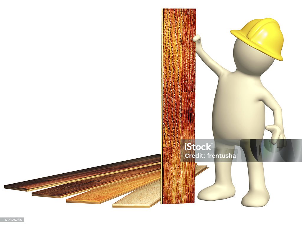 Marioneta con nuevas tablas de madera - Foto de stock de Blanco - Color libre de derechos