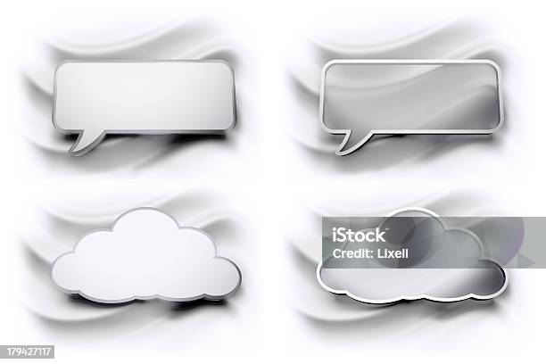 Glänzende Sprechblasen Cloud Zwei Formate Stockfoto und mehr Bilder von Am Telefon - Am Telefon, Bedienungsknopf, Betrachtung