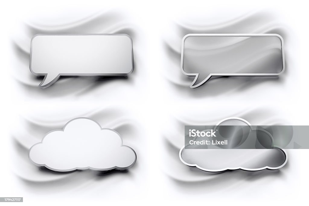 Nuvem de discurso bolhas brilhantes, dois formatos - Foto de stock de Azul royalty-free