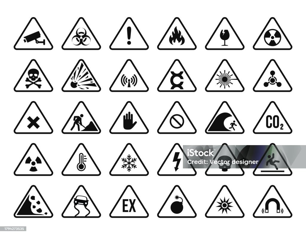 Mu Hazard Sign Warning Hazard Symbol Set Vector Illustration Stock Illustration ...