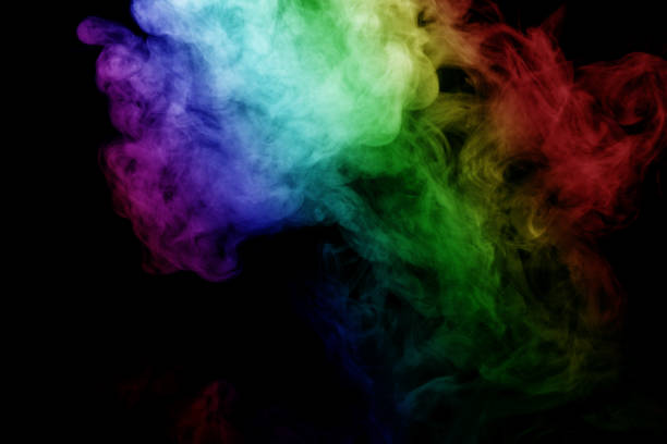 istock Abstract smoke isolated on black background,Rainbow powder 1794278270