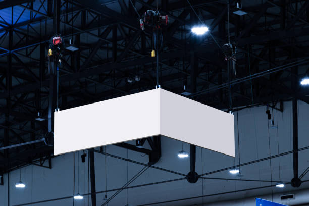 istock Hanging white indoor billboard with clipping path for mock up 1794282959