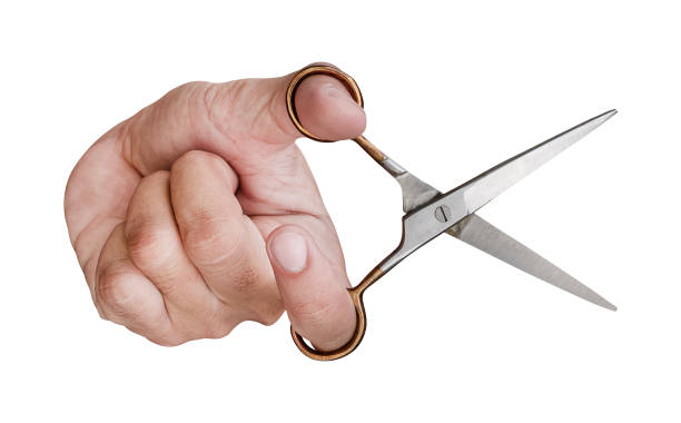 istock Hand hold hair scissors isolated on white background with clipping path 1794285063