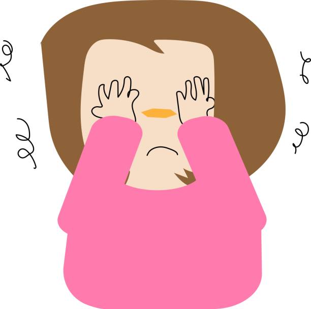 ilustrações de stock, clip art, desenhos animados e ícones de illustration of a depressed woman - white background distraught worried close up