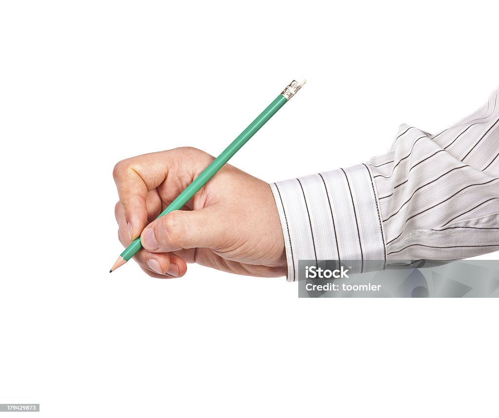 Main de l'homme avec un crayon - Photo de Adulte libre de droits