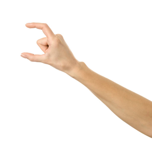 istock Measuring invisible item. Woman hand gesturing isolated on white 1794305910