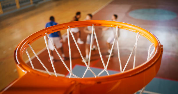 close-up do aro de basquete - basketball basketball hoop selective focus net - fotografias e filmes do acervo