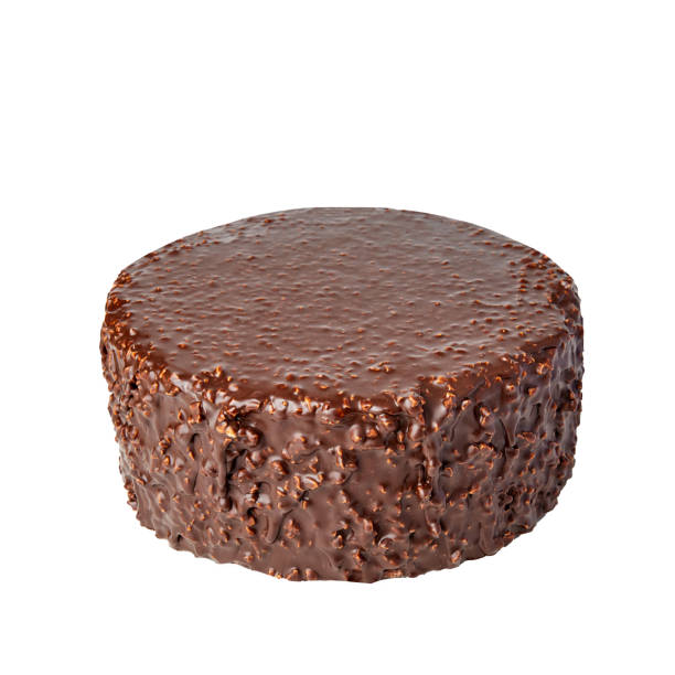 istock Squirrel cake based on chocolate biscuit, custard, meringue with nuts, chocolate glaze isolated on white 1794340171