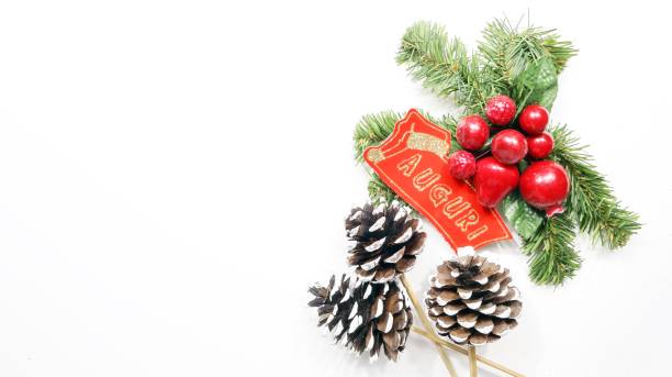 istock Christmas branch written greetings on white background 1794377377