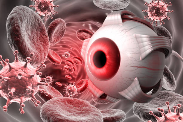 istock Human eye anatomy on virus background 1794394905