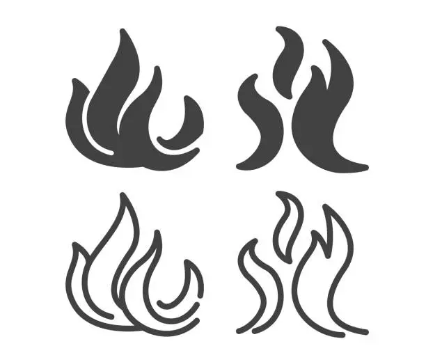 Vector illustration of Fire, Smoke and Steam - Illustration Icons