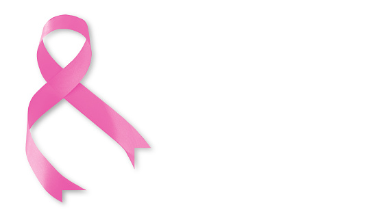 pink ribbon breast cancer awareness symbol on white background