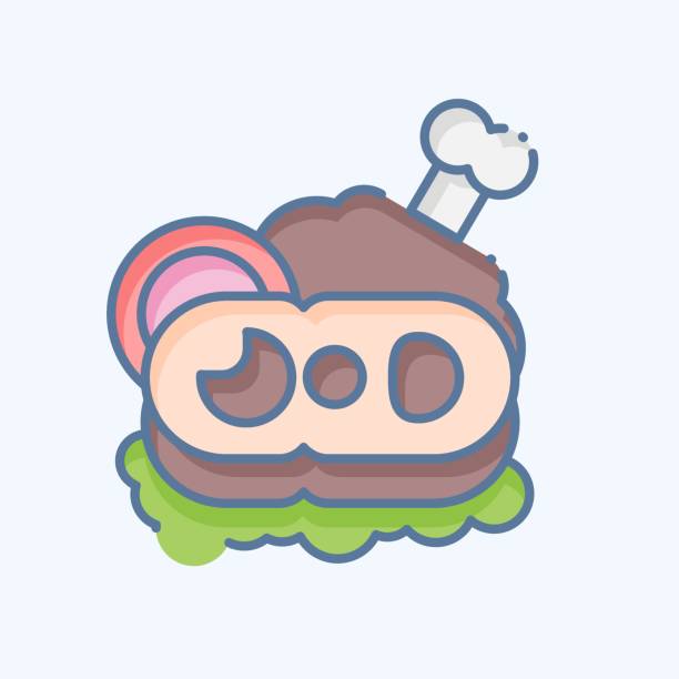 ilustrações de stock, clip art, desenhos animados e ícones de icon ham. related to breakfast symbol. doodle style. simple design editable. simple illustration - lamb isolated meat animal bone
