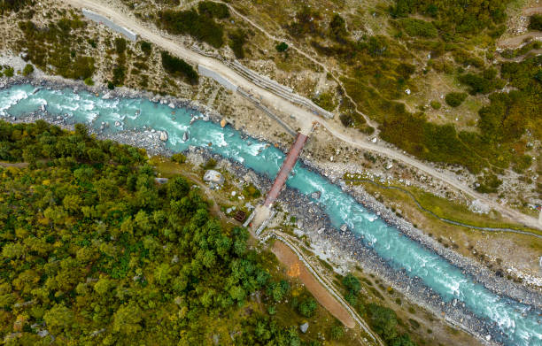 istock Top view of a river through mountains 1794514321