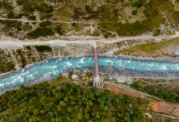istock Top view of a river through mountains 1794514332