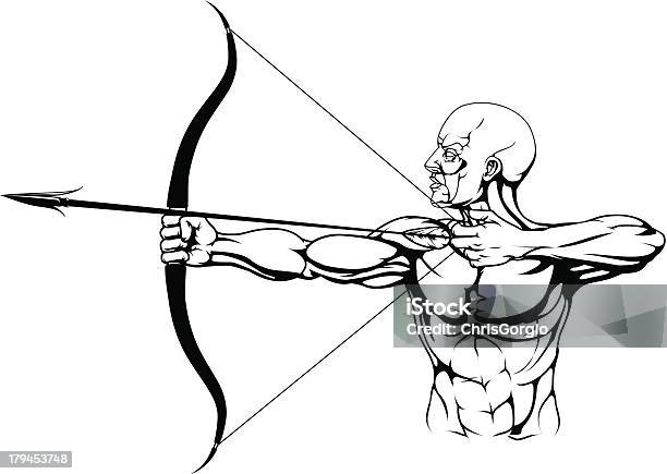 Illustrazione In Bianco E Nero Di Archer - Immagini vettoriali stock e altre immagini di Accuratezza - Accuratezza, Adulto, Arco per lo sport