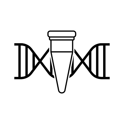 Illustration of DNA extraction and sequencing for cloning or PCR in a tube icon vector
