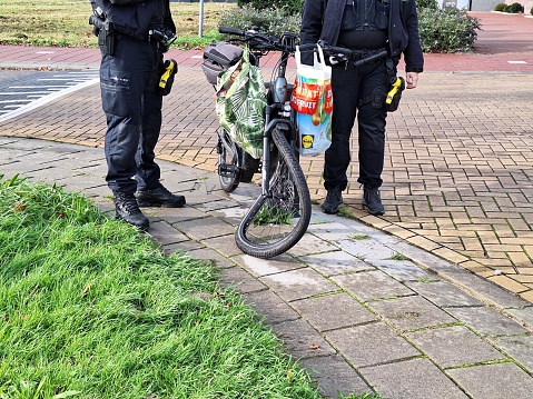 severely damaged e-bike after collision with car in Zevenhuizen Nederland