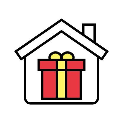House with giftbox icon vector