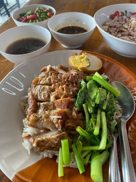istock Marinated pork leg with kale and marinated egg for my brunch 1794573619