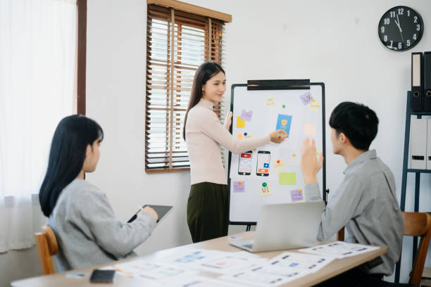 istock Close up view of UI developer team brainstorming on their project with laptop, smartphone and digital tablet. 1794577485