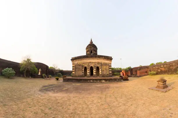 Photo of Ornately carved terracotta Hindu temple constructed in the 17th century Lalji Temple at bishnupur,west bengal India.