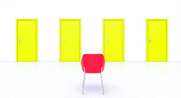 istock red chair and yellow doors. 1794585705