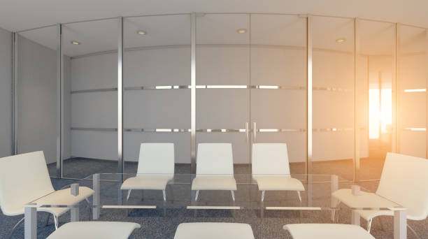 istock Modern office Cabinet.  3D rendering.   Meeting room. Sunset. 1794595671