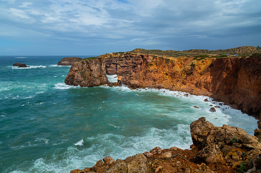 Cliffs in the Algarve West Coast, near Sagres, Portugal