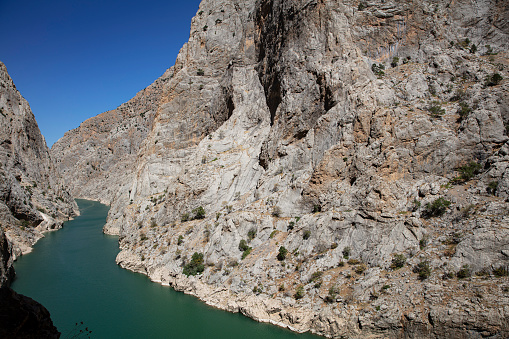 Dark Canyon ( Turkish; Karanlık Kanyon ) in Kemaliye. View of the Dark Canyon in the morning light. Turkey travel. Kemaliye, Erzurum, Turkey