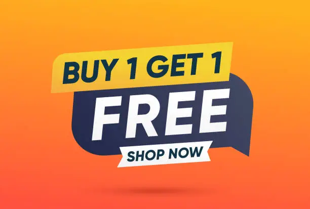 Vector illustration of Buy one get one free. Banner Sale vector template