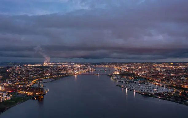 Photo of Evening cityscape of Aalborg, North Jutland Region (Nordjylland), Denmark.