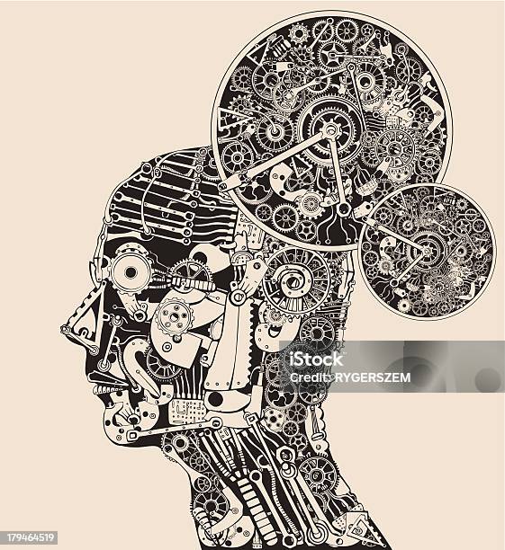 Full Time Thinker The Science Of Mind Stock Illustration - Download Image Now - Robot, Contemplation, Art