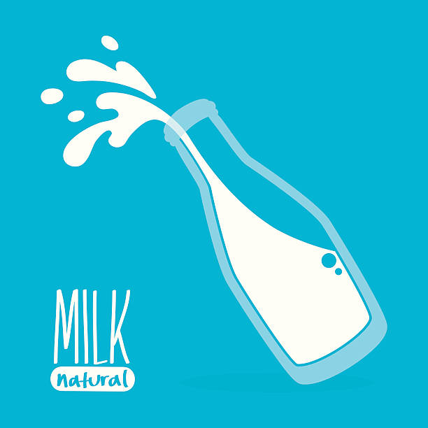 wlewając mleko w szklanych buteleczkach - milk milk bottle bottle glass stock illustrations