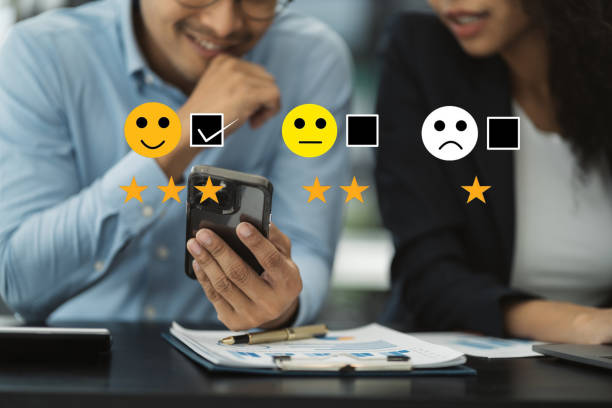 istock User give rating to service experience on online application, Customer review satisfaction feedback survey concept. 1794645949