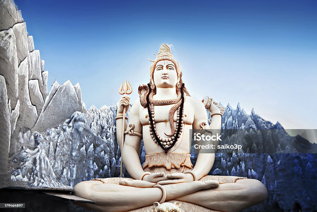 Lord Shiva Statue BANGALORE, INDIA - MARCH 27: Big Lord Shiva statue sitting in lotus with trident on March 27, 2012 in Bangalore, India. This Shiva Statue is highest in the world - 65 feet high. Asia Stock Photo