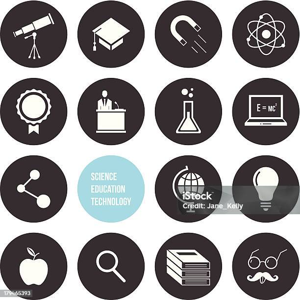 Ilustración de Vector De Ciencia Y Tecnología Conjunto De Iconos De Educación y más Vectores Libres de Derechos de Aplicación para móviles
